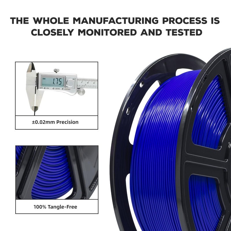 FLASHFORGE PLA Filament 1.75mm, 3D Printer Filament 1kg (2.2lbs) Spool, Dimensional Accuracy +/- 0.02mm, 3D Printing Filament Easy to Use and Fits for Most FDM 3D Printers (Blue) - Image 3